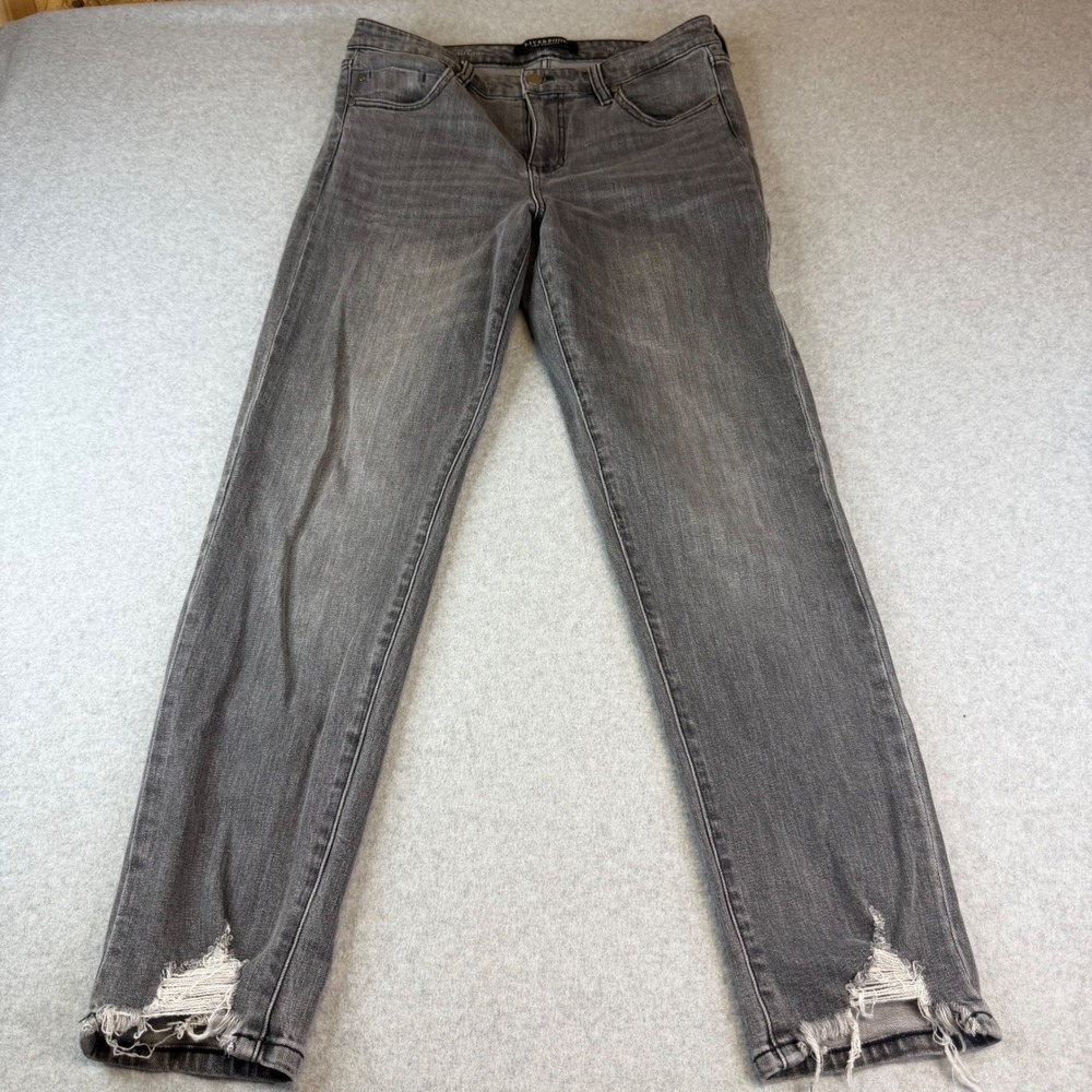 Liverpool Los Angeles The Girlfriend Grey Distressed Raw Hem Jeans Size 10/30